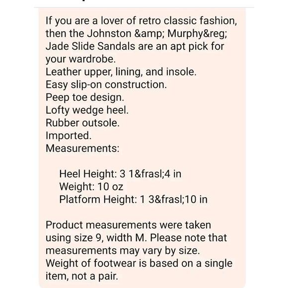 Johnston And Murphy NEW Jade Metallic Suede Cork Wedge Heel Slip On Sandal 7M - Picture 11 of 12